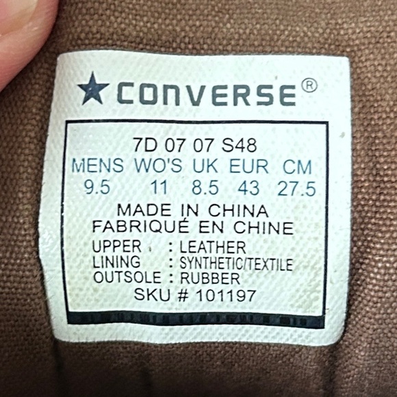 Converse All Star Vintage Chocolate Brown Leather Skate Shoes Size 9.5M/11W